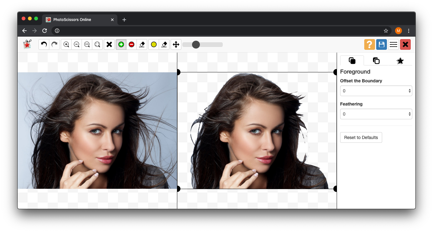 Remove The Background Around Hair With Photoscissors Online