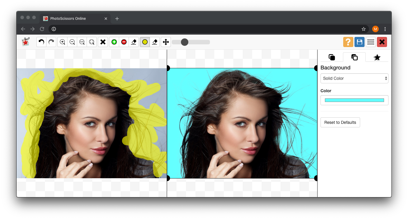Remove the Background Around Hair with PhotoScissors-Online